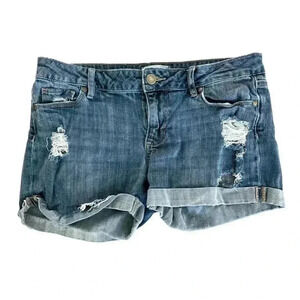 Paige Shorts Women’s Cuffed Stretch Low Rise Medium Wash Blue Denim Size 26